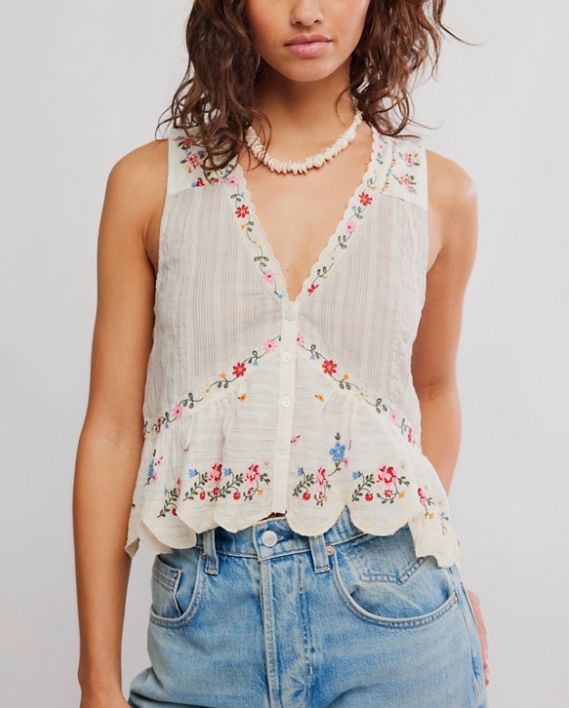 Free People Ellis Blouse Tea Combo
