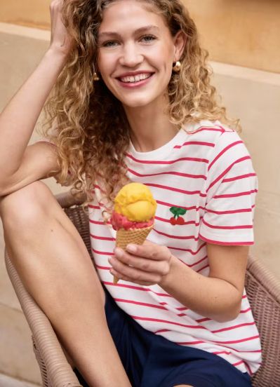 Fransa FRTiana Tee Very Cherry Pink Stripe