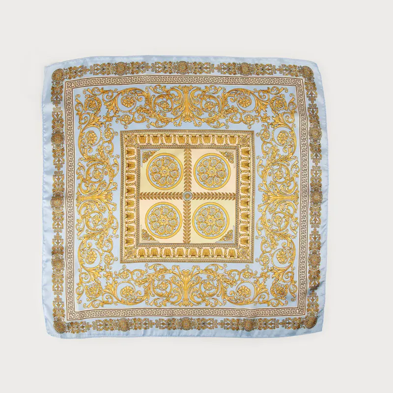 Caracoal Sky Satin Squared Scarf with Paisley Print Caracoal Sky Satin Squared Scarf with Paisley Print