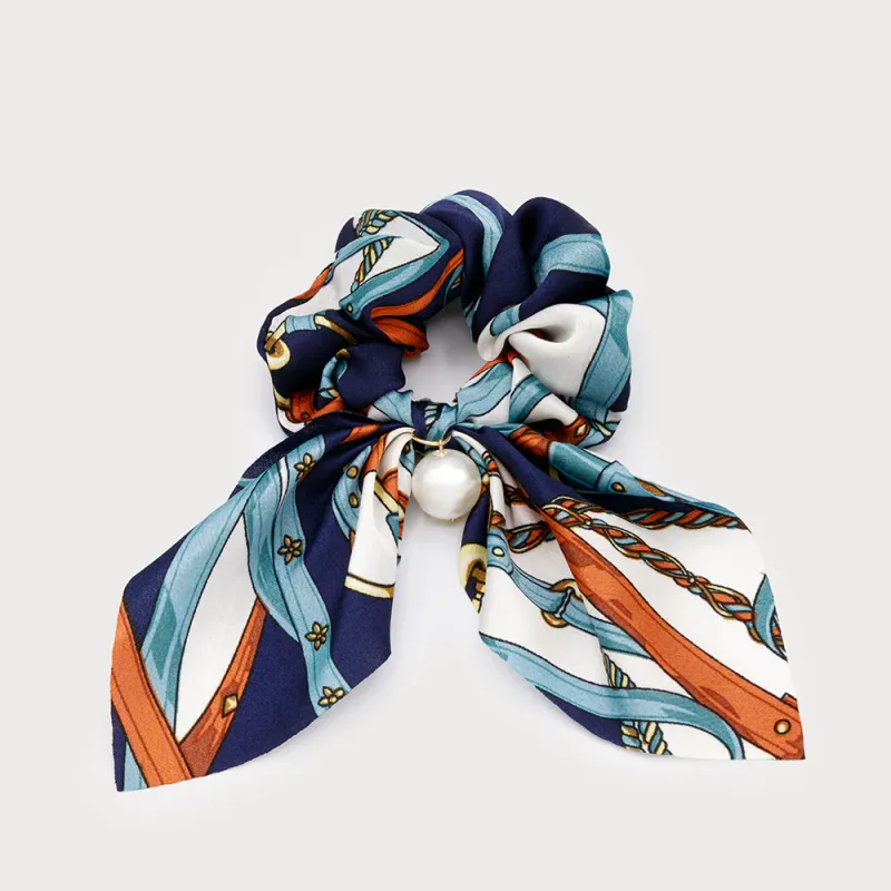 Caracoal Navy Satin Bow Tie Printed with Decorative Pearl Caracoal Navy Satin Bow Tie Printed with Decorative Pearl