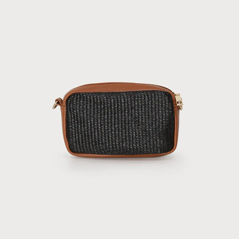 Caracoal Black Rafia Small Crossbody