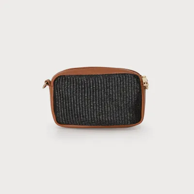 Caracoal Black Rafia Small Crossbody