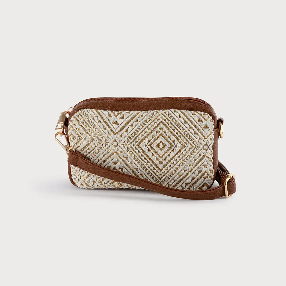Caracoal Chocolate Mix Rafia Small Crossbody