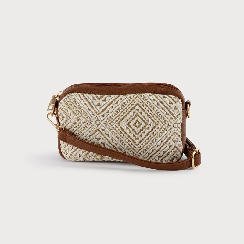 Caracoal Chocolate Mix Rafia Small Crossbody