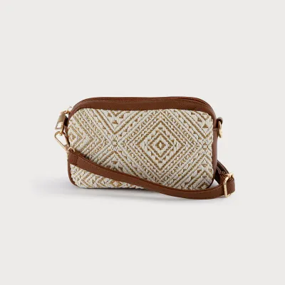 Caracoal Chocolate Mix Rafia Small Crossbody
