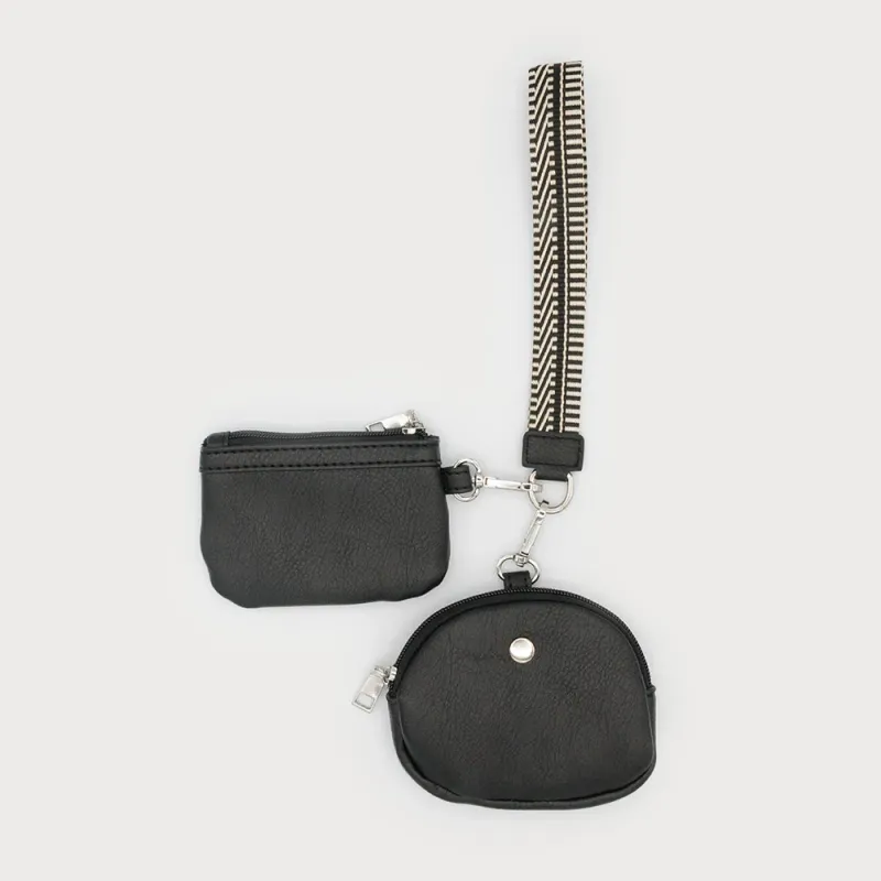 Caracoal Black Small Coins Purse with Guitar Strap