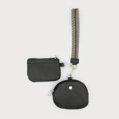 Caracoal Black Small Coins Purse with Guitar Strap