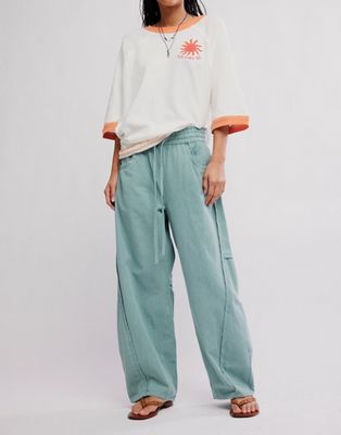 Free People Something Good Pant Blue Green Trellis
