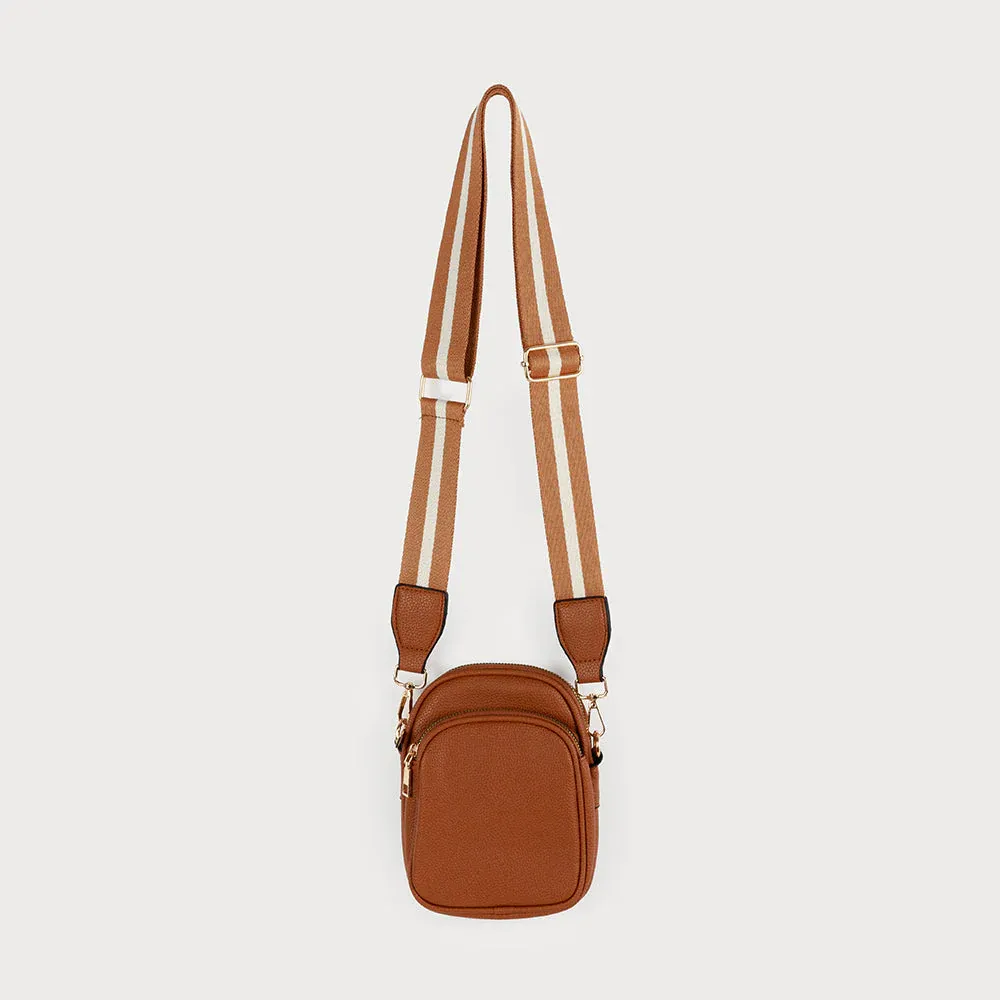 Caracoal Tan Small Shoulder Bag with Two Tone Strap