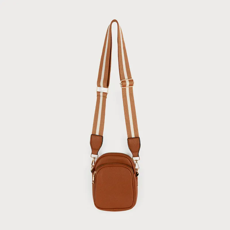 Caracoal Tan Small Shoulder Bag with Two Tone Strap