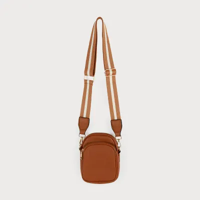 Caracoal Tan Small Shoulder Bag with Two Tone Strap