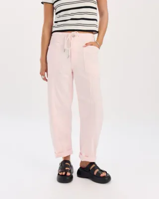 Daze Villa Drawstring Barrel Leg Petal with Sport Stripe