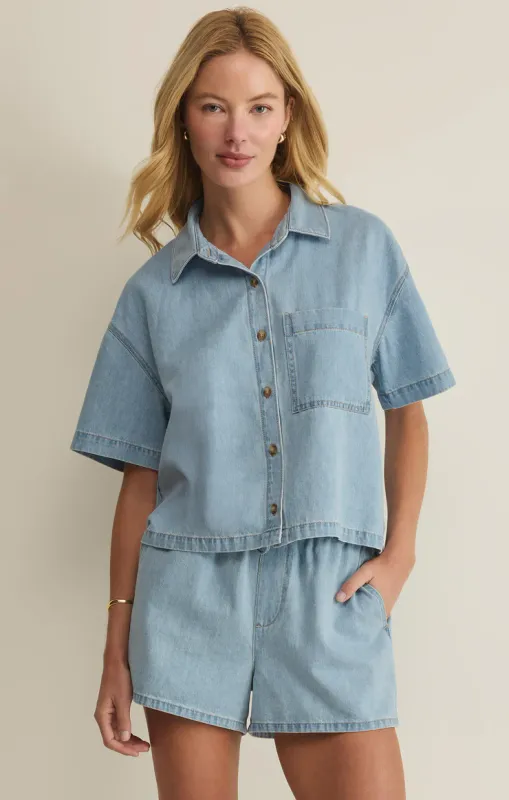 Z Supply Everyday Denim Button Up Coastal Water