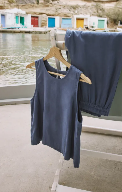 Z Supply Sloane Linen Top Vintage Indigo