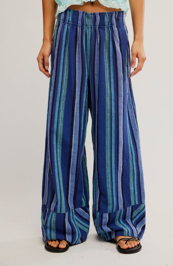 Free People Days End Solar Linen Stripe Navy Combo