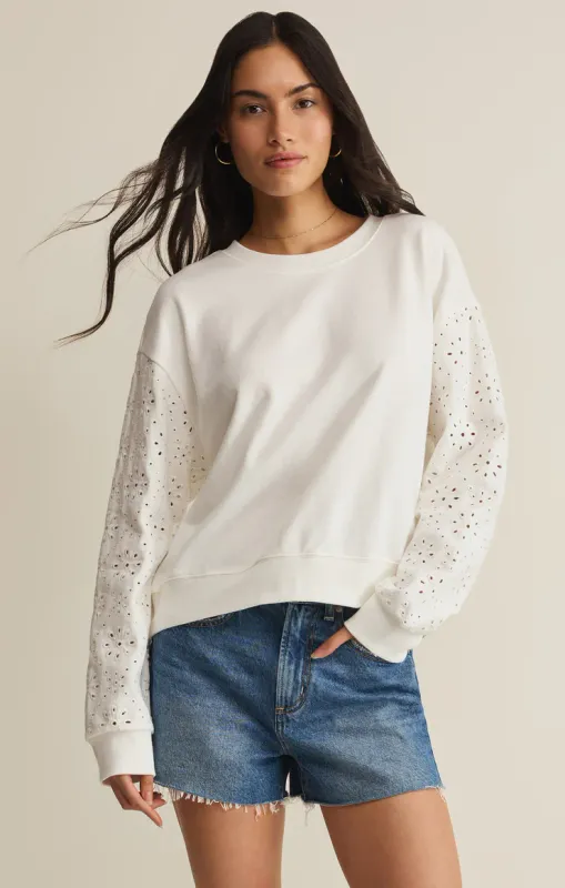 Z Supply Mosaic Knit Eyelet Sweatshirt