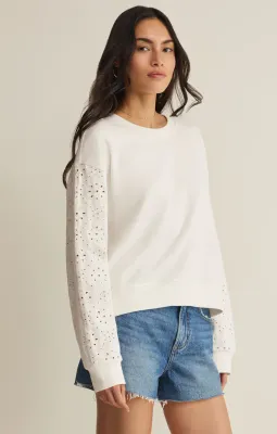 Z Supply Mosaic Knit Eyelet Sweatshirt