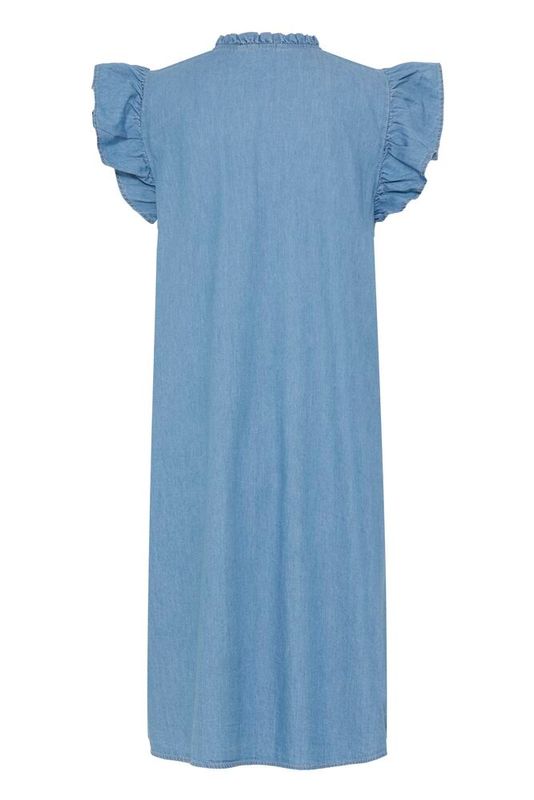 B. Young BYKashe Frill Dress Light Blue Denim