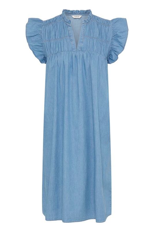 B. Young BYKashe Frill Dress Light Blue Denim