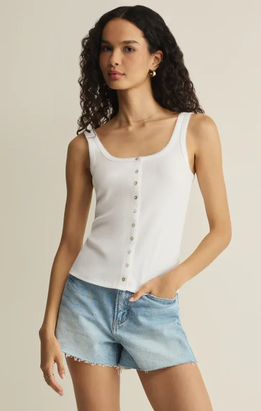 Z Supply Niko Scallop Rib Tank Top White