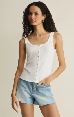 Z Supply Niko Scallop Rib Tank Top White Z Supply Niko Scallop Rib Tank Top White