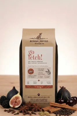 Rescue Coffee Go Fetch! Medium-Dark Roast 1lb Bag Whole Bean