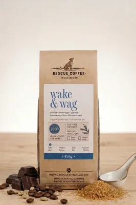 Rescue Coffee Wake &amp; Wag Light Roast 1lb Bag Whole Bean