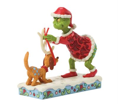 Jim Shore Grinch Trying Antlers on Max