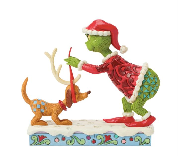 Jim Shore Grinch Trying Antlers on Max