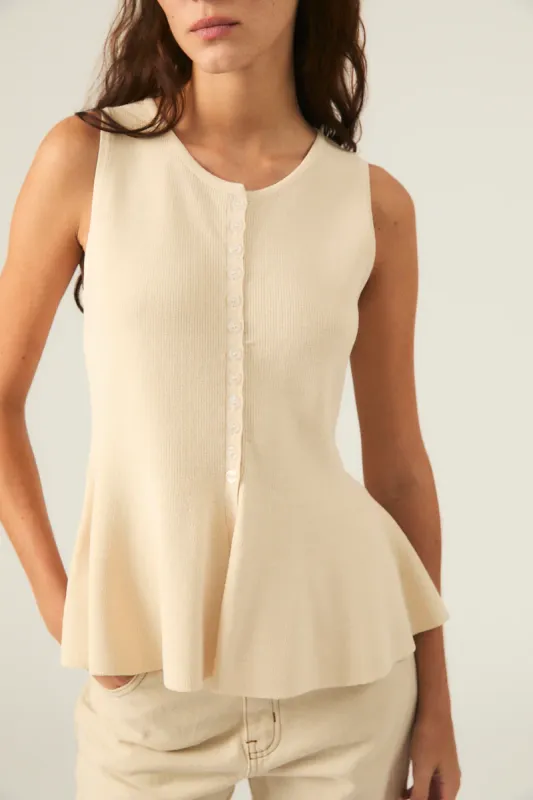 Deluc Puglia Knit Vest Ecru Tonal Buttons