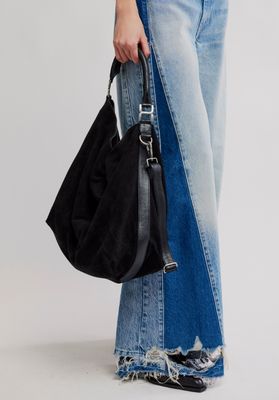Free People Suzie Suede Slouch Tote Black