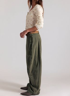 Free People Spotlight Washed Trouser Dusty Olive