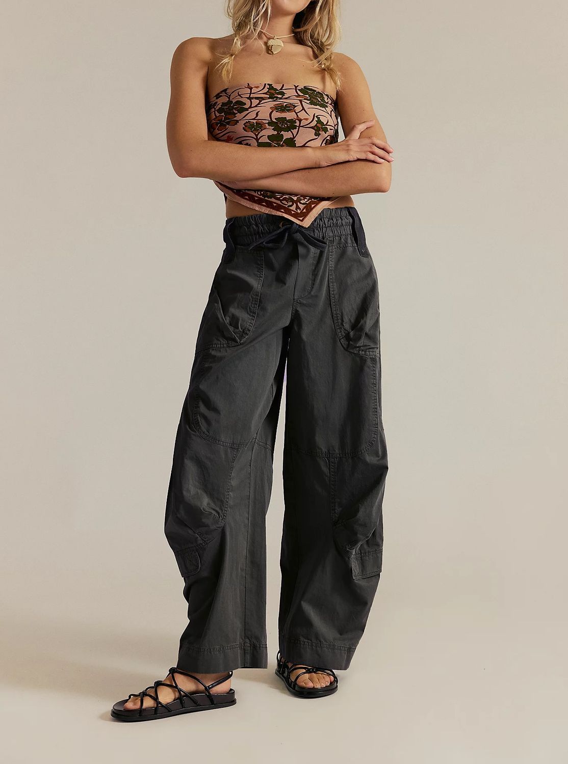 Free People Onset Parachute Pant Black Sand