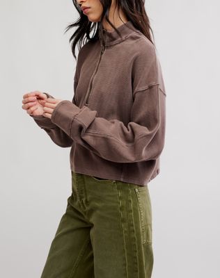 Free People Celeste Quarterzip Mochachinno