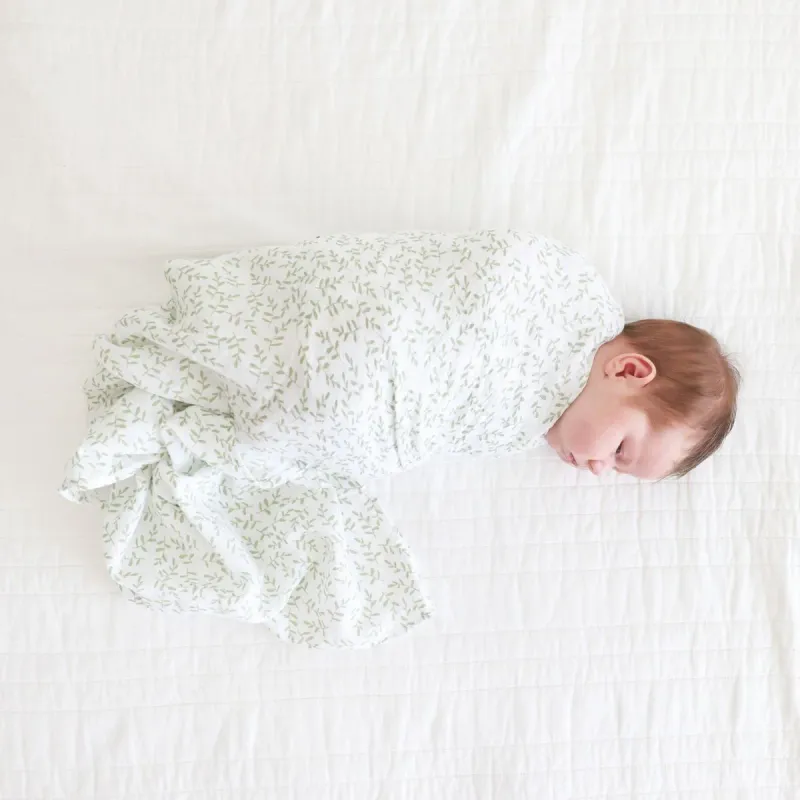Lulujo Classic Muslin Swaddle Blanket Greenery