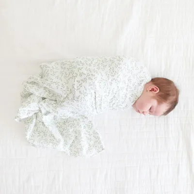 Lulujo Classic Muslin Swaddle Blanket Greenery