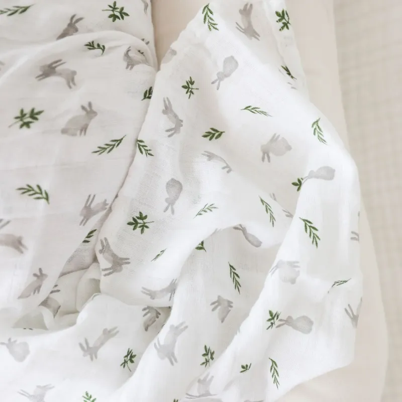Lulujo Classic Muslin Swaddle Blanket Bunnies Lulujo Classic Muslin Swaddle Blanket Bunnies