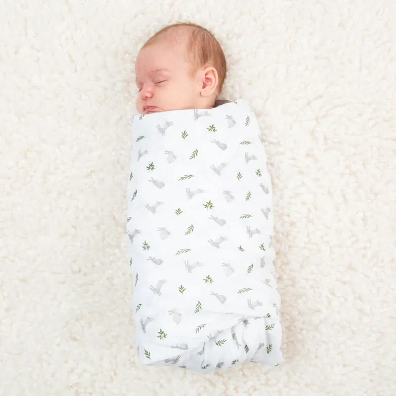 Lulujo Classic Muslin Swaddle Blanket Bunnies