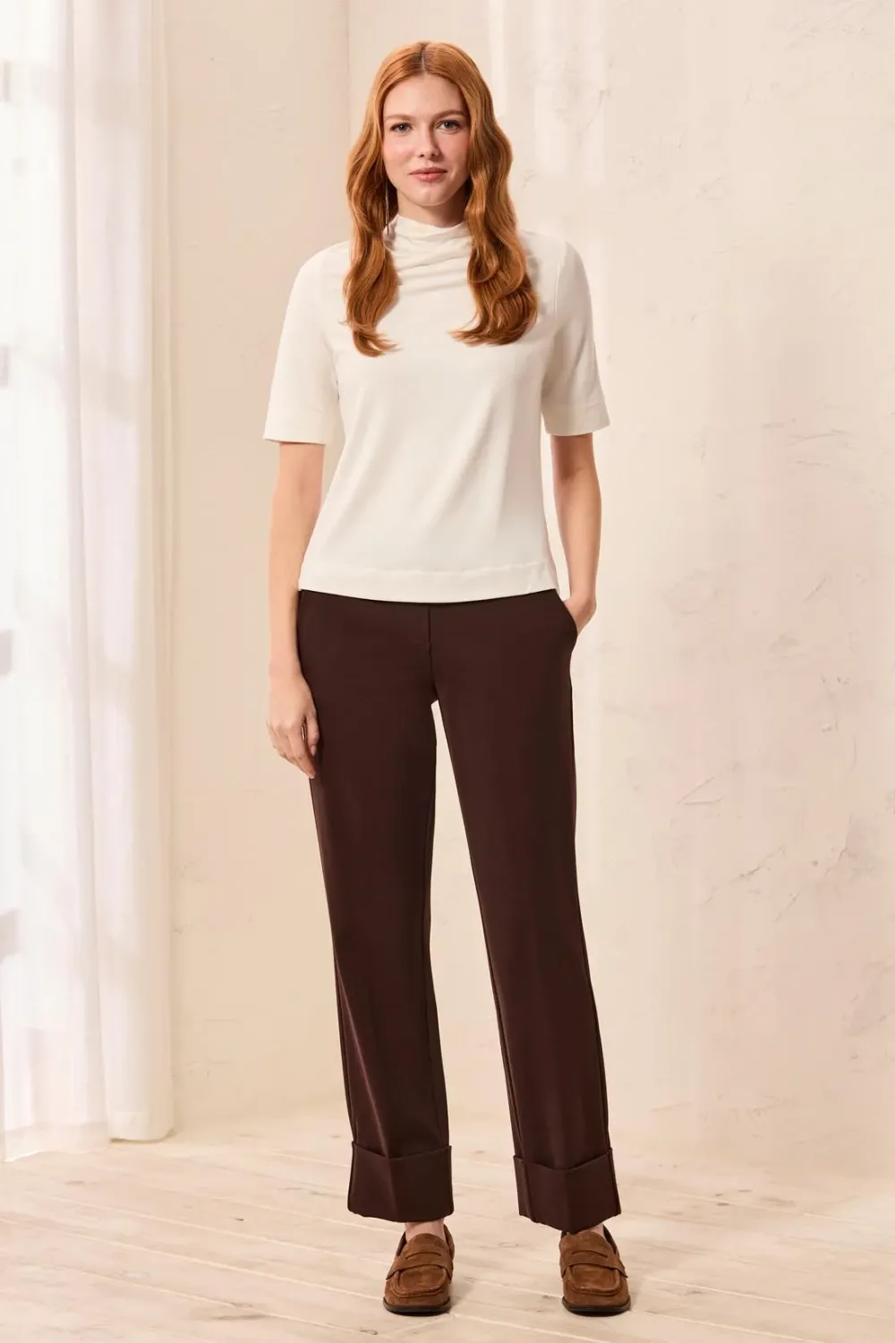 Tribal Espresso Flatten It Pull On Cuff Pant