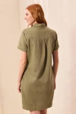 Tribal Olive Stone Pop Over Shirt Dress