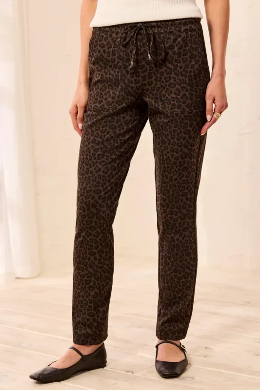 Tribal Hickory Cheetah Pull On Ankle Pant