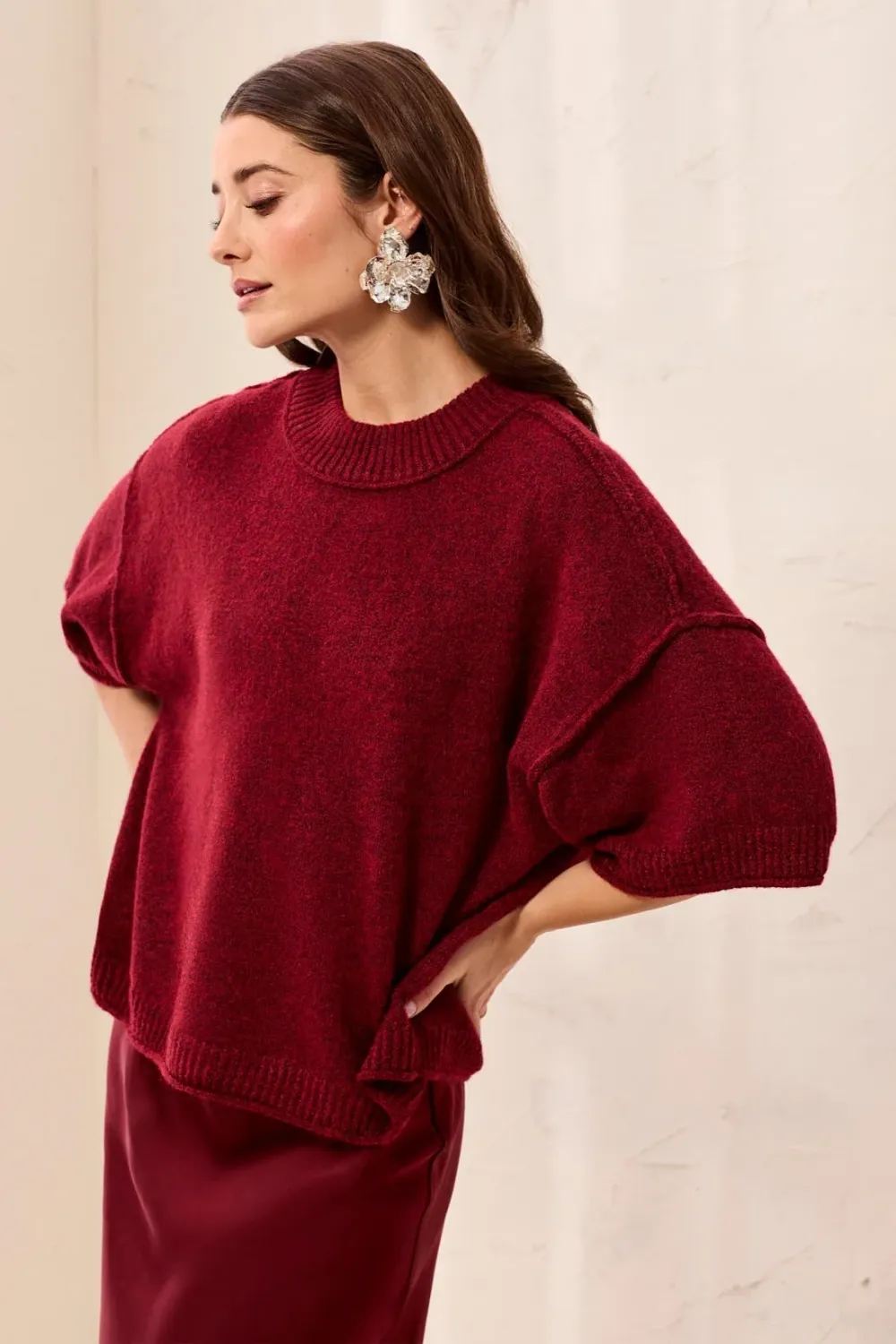 Tribal Lofty Elbow Crew Neck Sweater Tribal Lofty Elbow Crew Neck Sweater