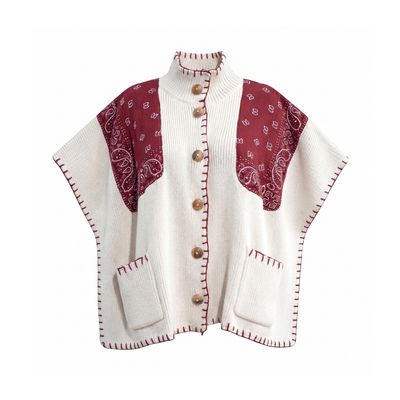 Shannon Passero Bandana Poncho Wine with Cream