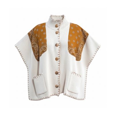 Shannon Passero Bandana Poncho Camel with Cream
