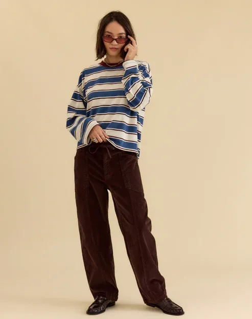 Daze Villa Drawstring Barrel Pant Chocolate Cord