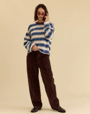 Daze Villa Drawstring Barrel Pant Chocolate Cord