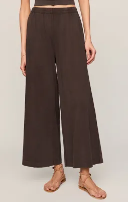Z Supply Scout Jersey Crop Flare Pant Dark Chocola