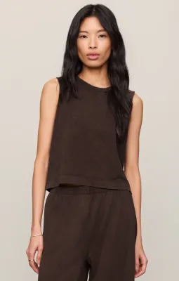 Z Supply Sloane Jersey Muscle Tank Dark Chocolate