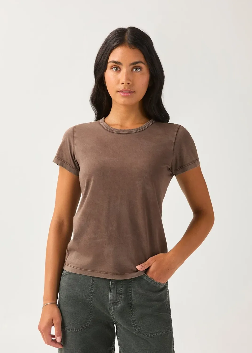 DUER PurePima Slim Crew Washed Espresso