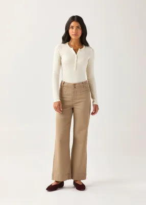 DUER FlexTwill High Rise Trouser Desert Tan